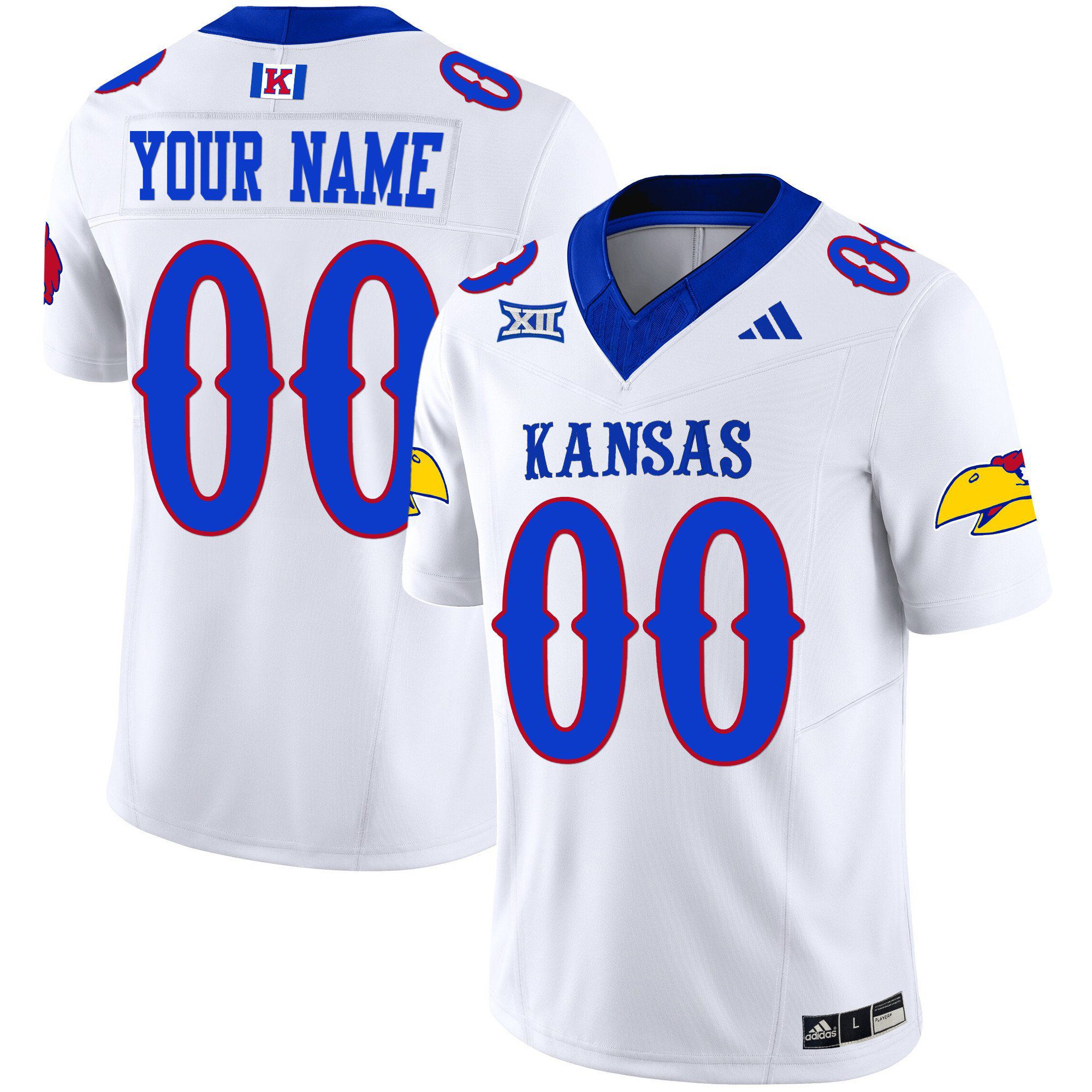 Men Kansas Jayhawks White 2024 Blackhawk Vapor Limited Custom NCAA Jersey->customized nfl jersey->Custom Jersey